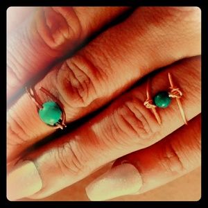 Turquoise and copper wire ring
